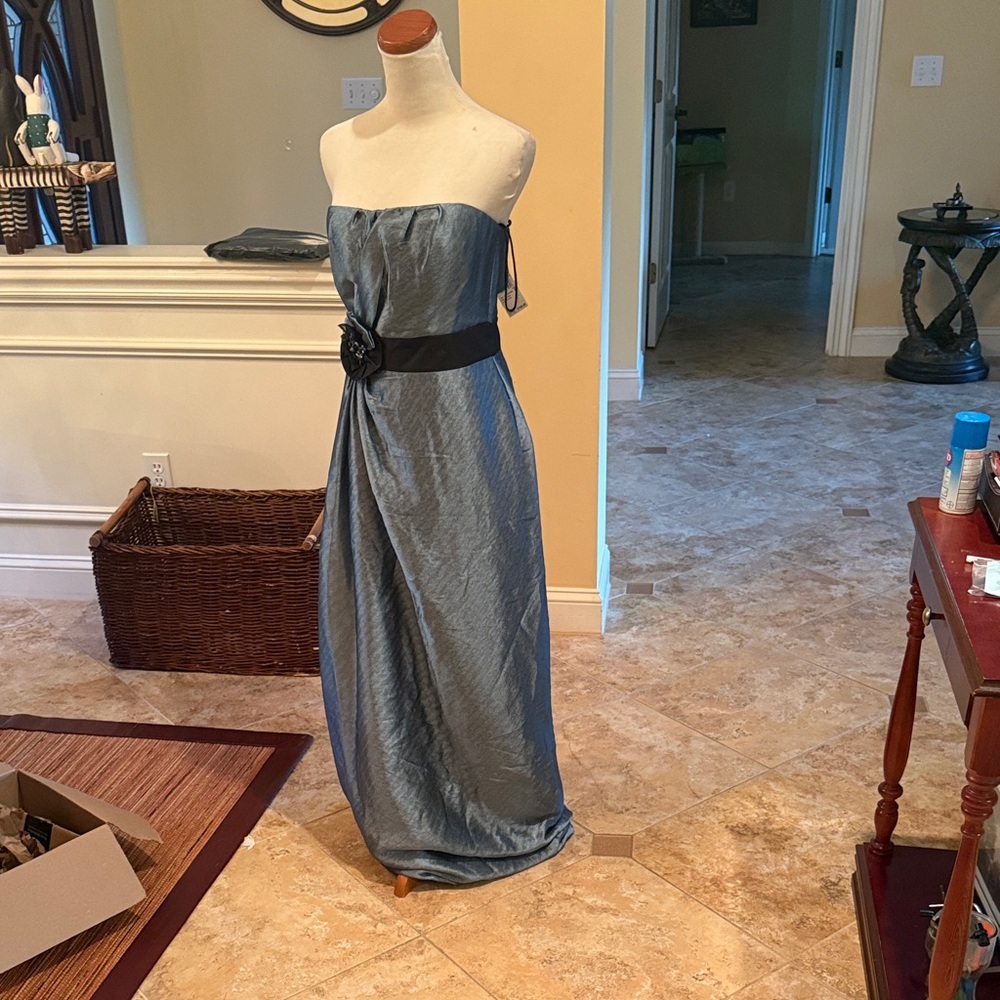 Marc Bouwer Light Blue Cocktail Prom Dress with Floral Strap